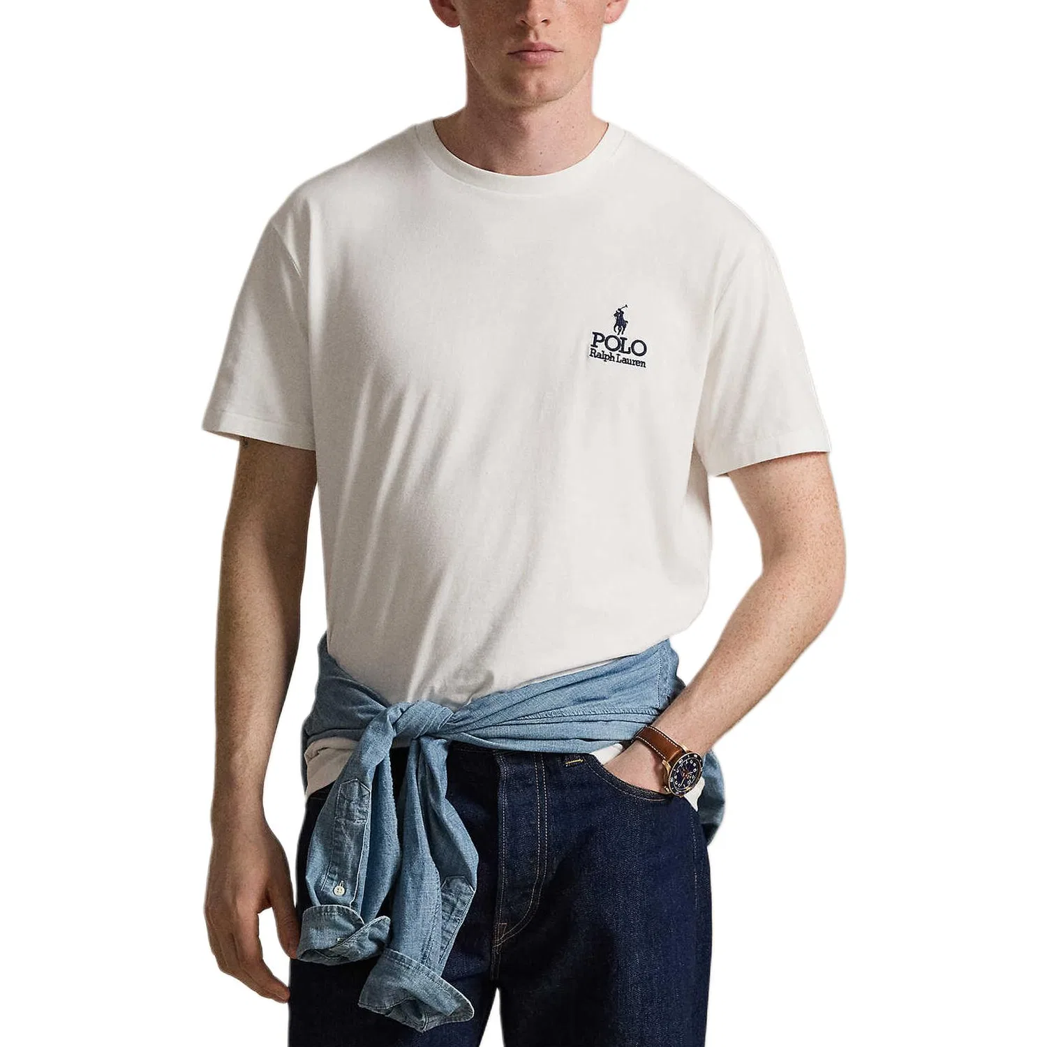Мужская футболка с круглым вырезом White Polo Ralph Lauren — фото 3