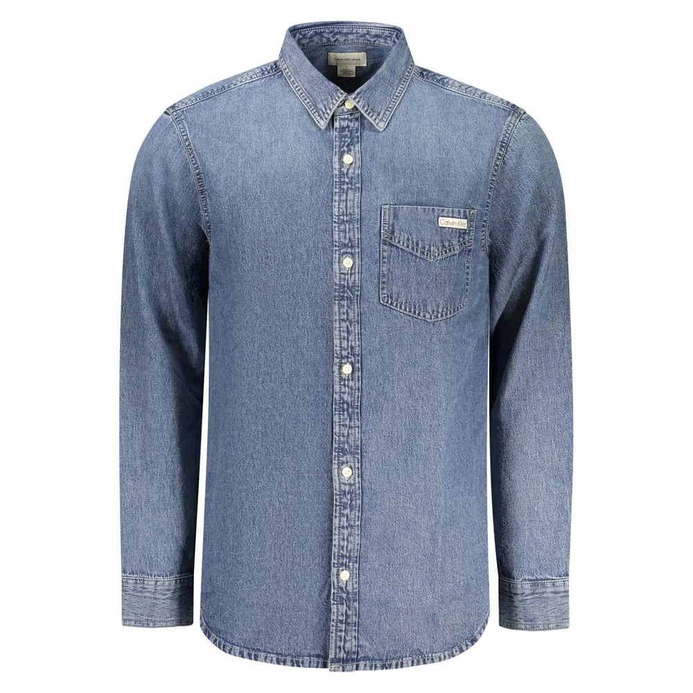 Мужская рубашка с принтом Blue Cotton Men's Shirt Calvin Klein, Blue