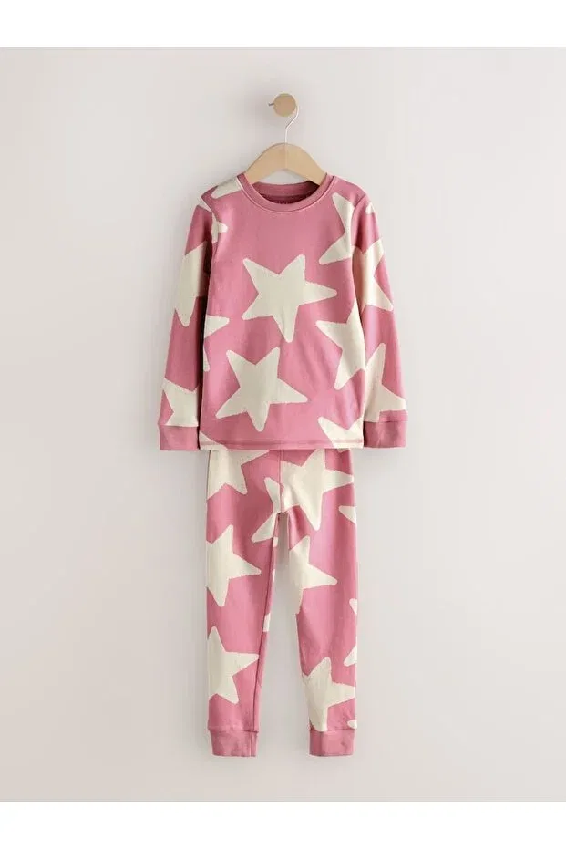 Детский комплект пижам с принтом Cotton pink heart patterned pajamas 3-piece bottom top set Next Baby, Multicolor — фото 3