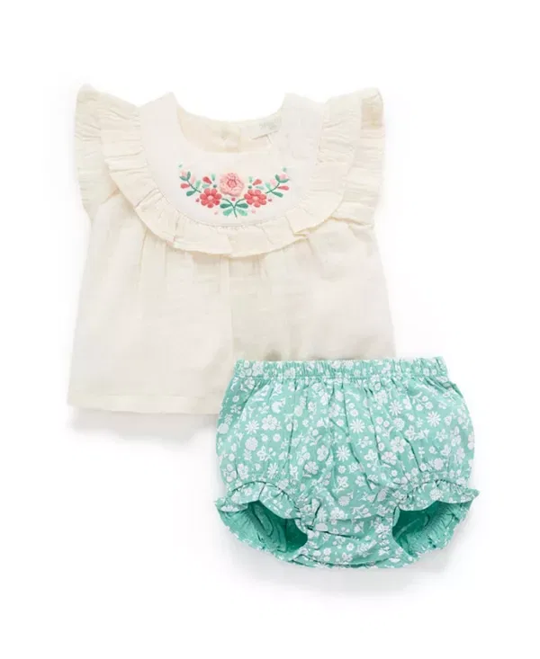 Детский комплект для девочек с вышивкой Purebaby, Silhouette Print