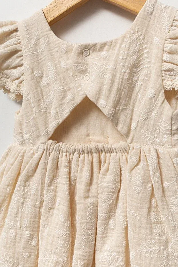 Детское платье для девочек хлопковое Mixmax Bebe, Beige — фото 3