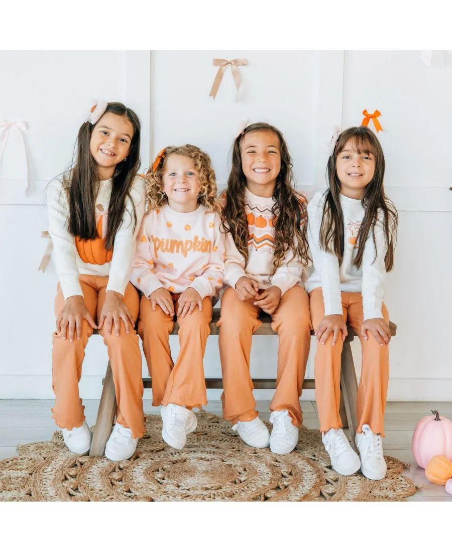 Детский свитшот с принтом Pumpkin Stitch Patch Sweet Wink, Ballet Pink — фото 4