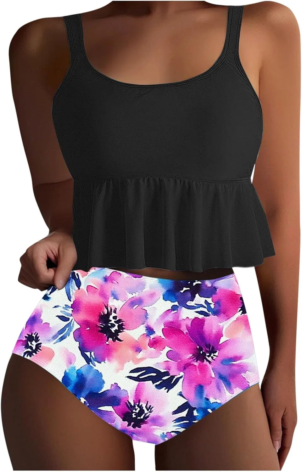 Женский бикини-комплект с воланами Crop Top, Multicolor