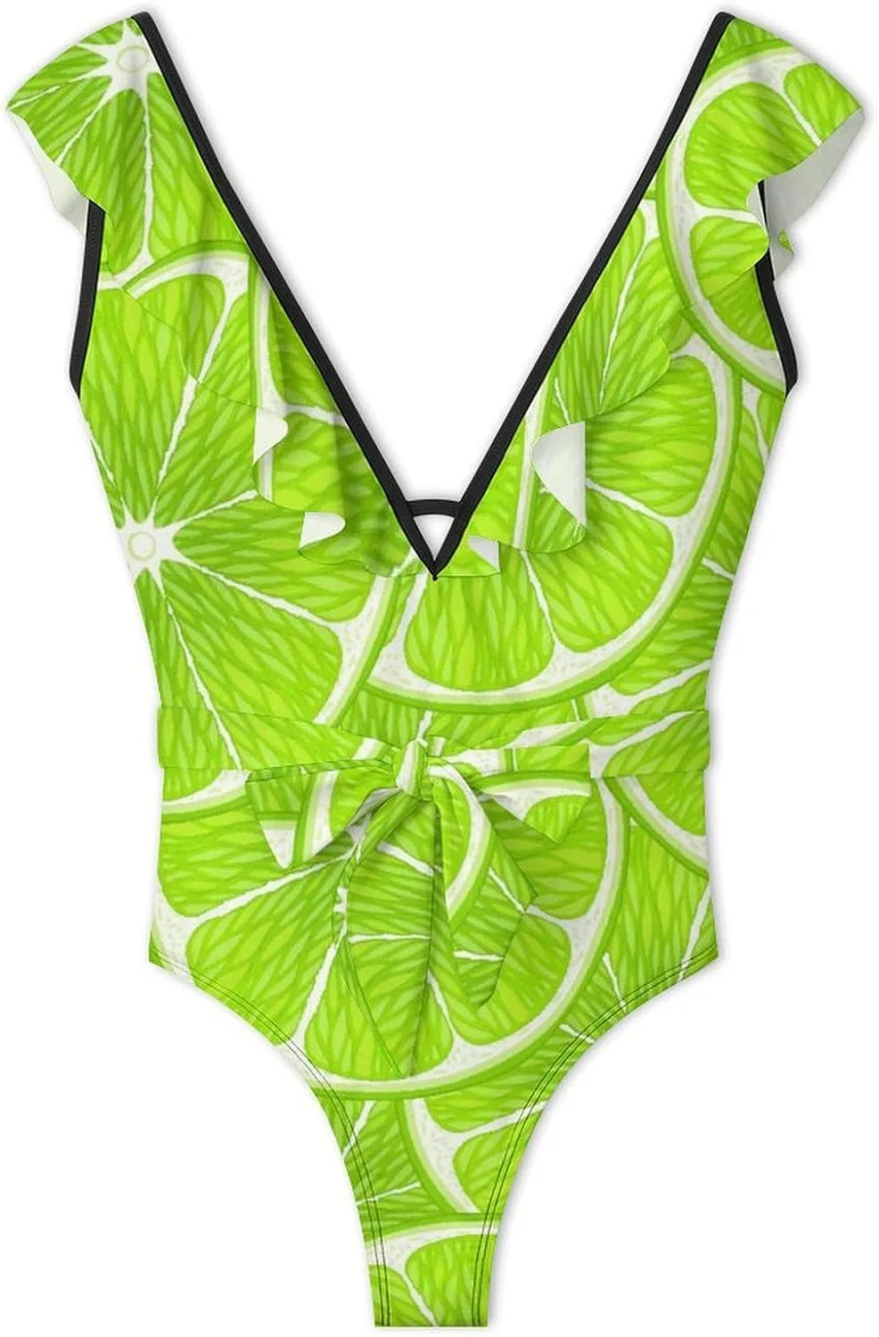 Женский цельнокроеный купальник с змеиным принтом, Green Lime Slices — фото 3
