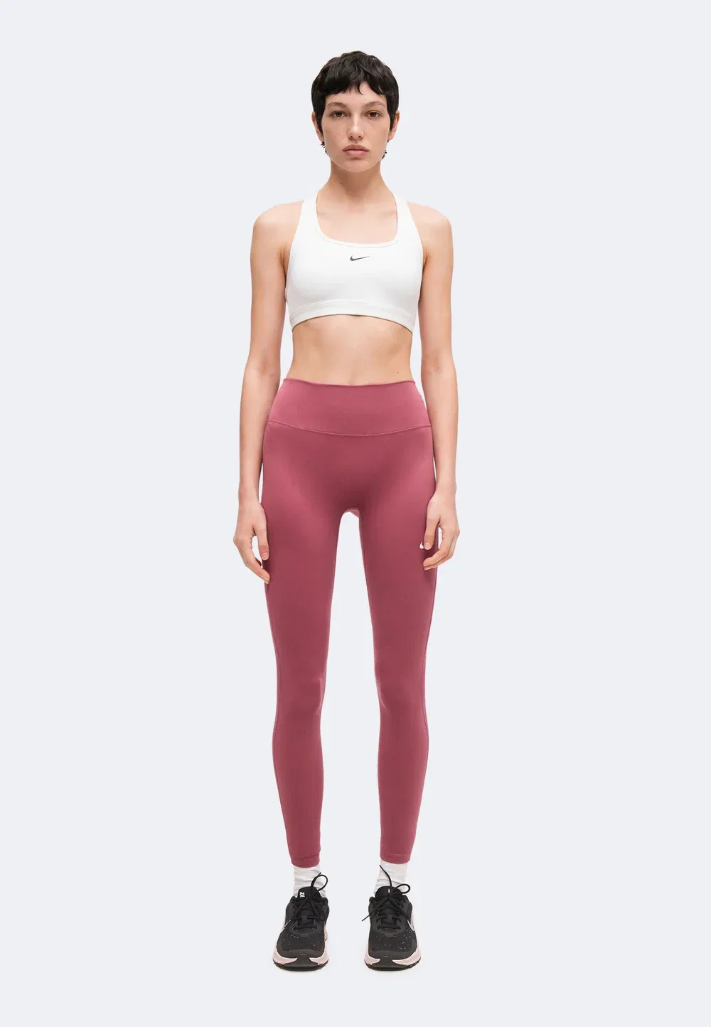 W nk df one hr tight useam - leggings Nike Performance, Pink Smoke/White — фото 2