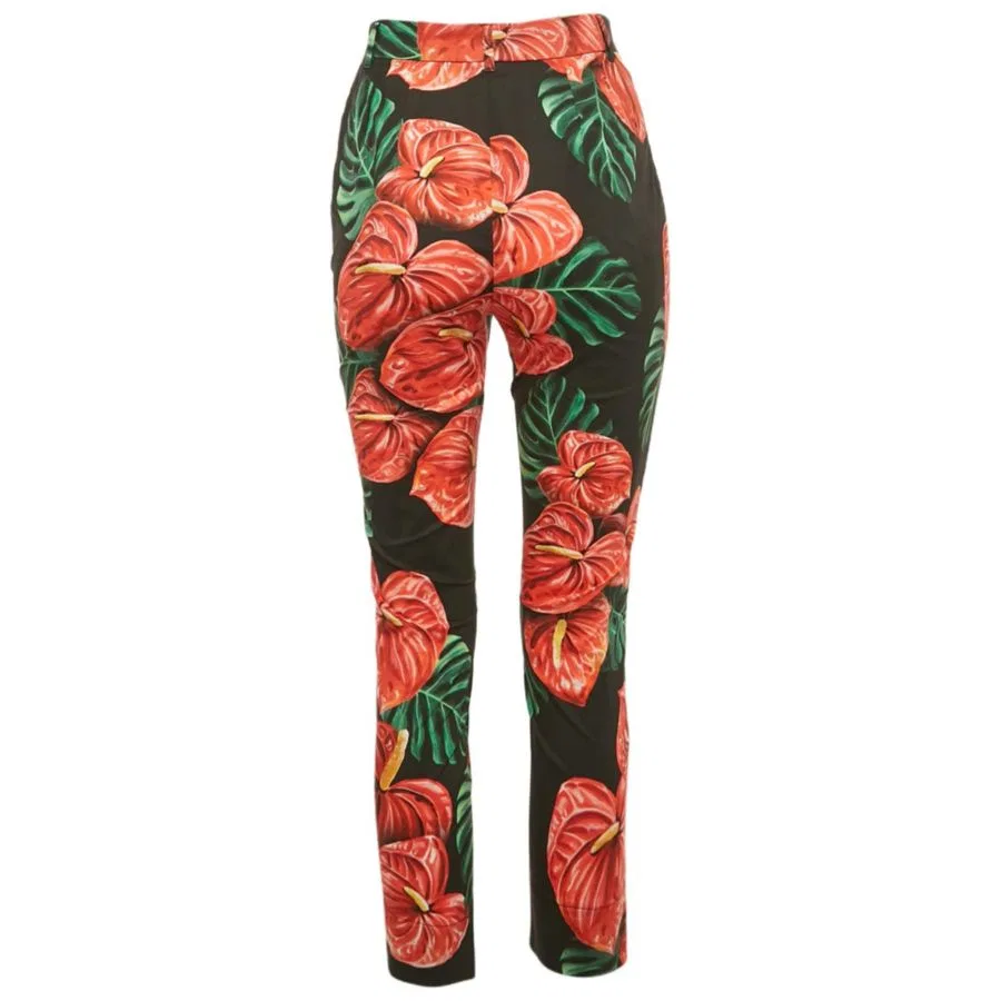 Женские брюки с принтом Anthurium Print Dolce & Gabbana, Black — фото 3