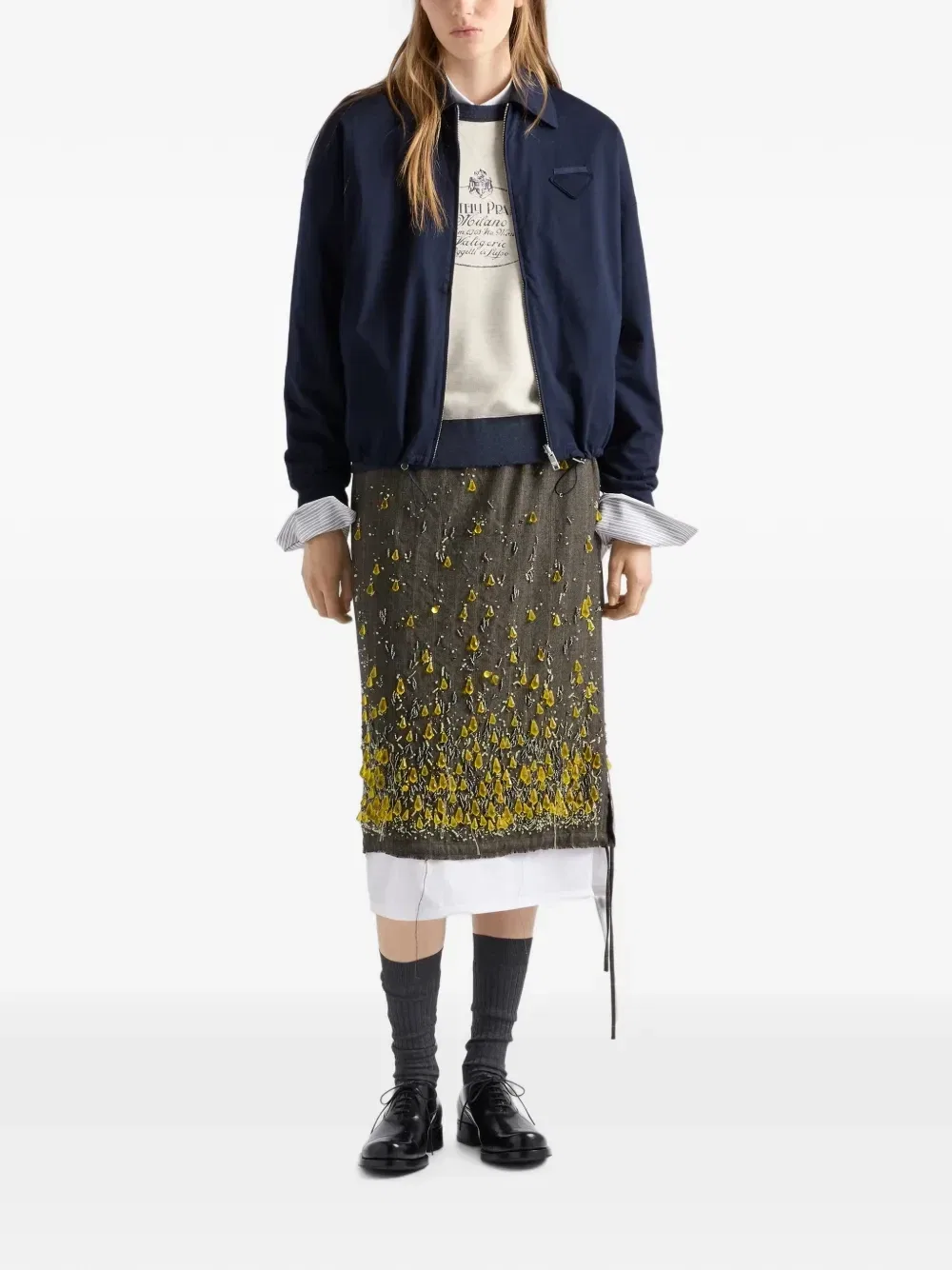 Двусторонняя куртка-блузон из джерси Prada, синий — фото 2