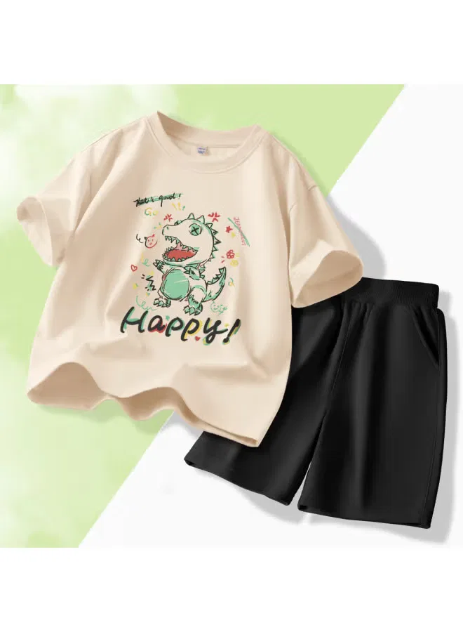 Комплект футболка и шорты хлопковый для мальчиков Jeanswest, абрикосовый — фото 2