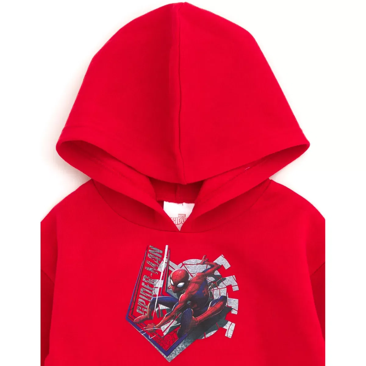 Детский свитшот с капюшоном с принтом Spider-Man Fleece Hangdown Hoodie Marvel, Red — фото 3