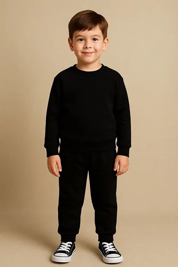Детский комплект из футера с длинным рукавом Basics Ueskids, Black