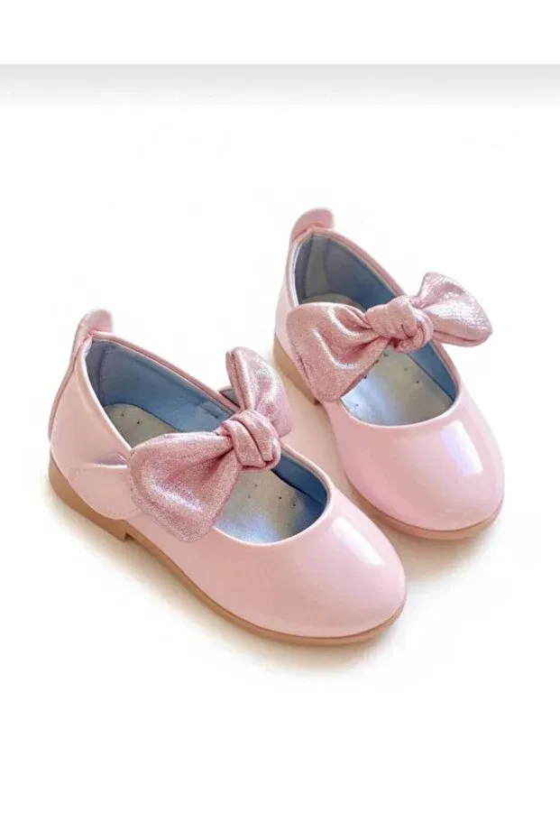 Детские балетки для девочек из лакированной кожи Ege Kids, Powder — фото 3