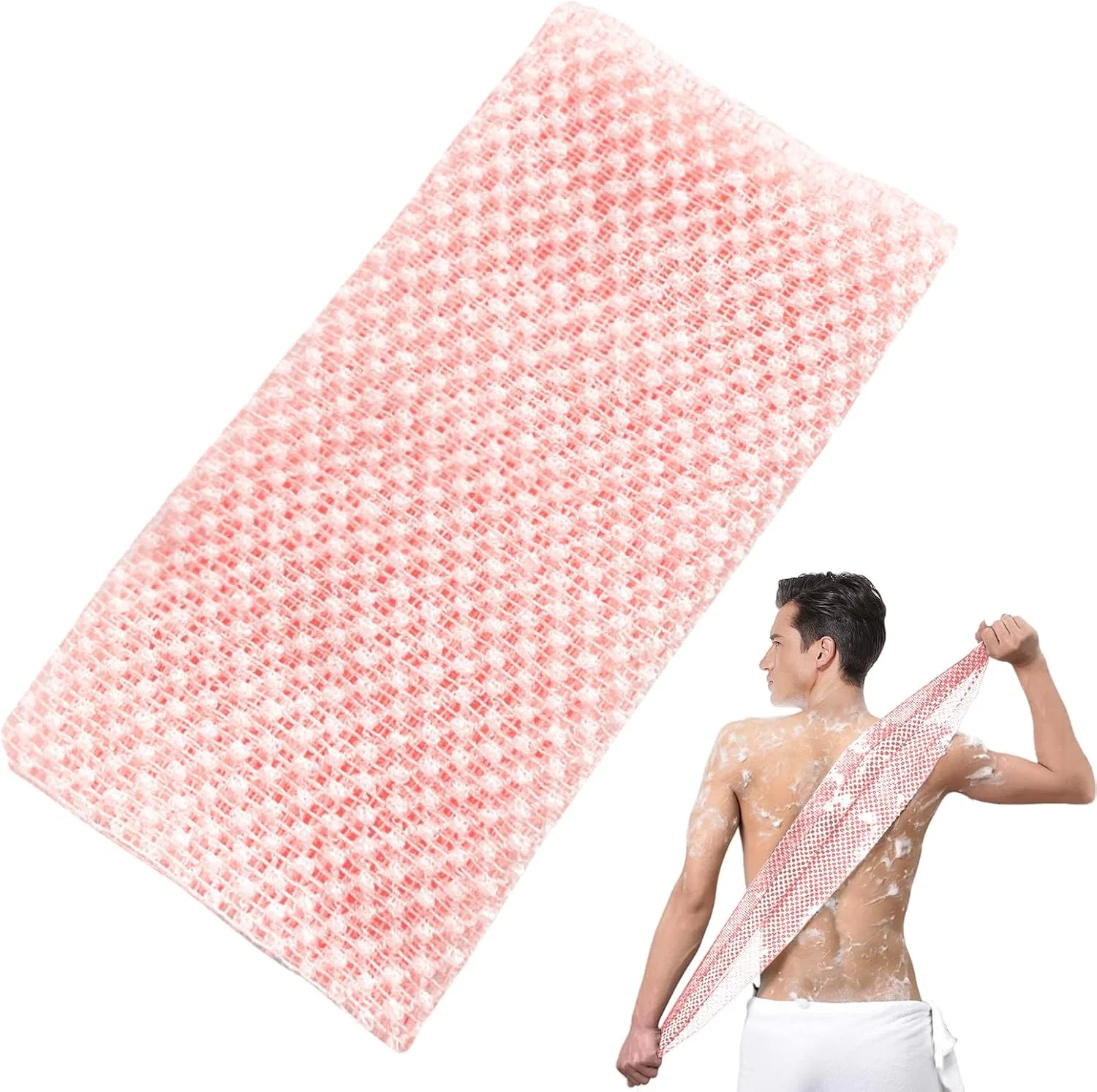 Мочалка для пилинга, ELNX, 97x26 см, Pink