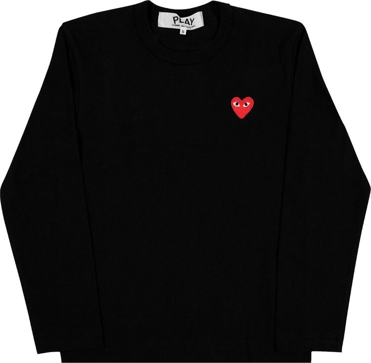 Футболка Comme des Garçons PLAY Heart Logo Long-Sleeve T-Shirt 'Black', черный — фото 2