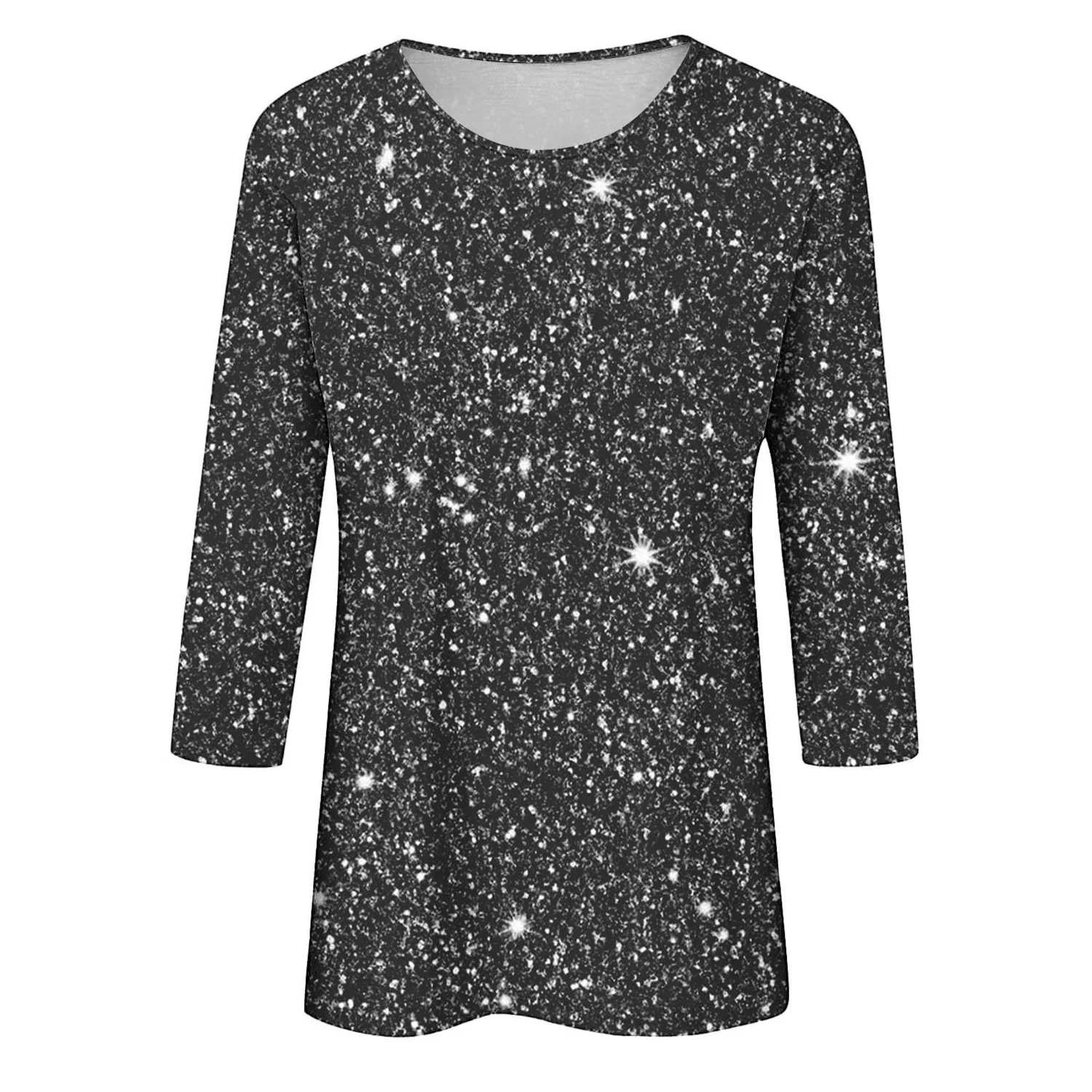 Женская футболка с блестками V-образным вырезом Retro Top, Black — фото 4
