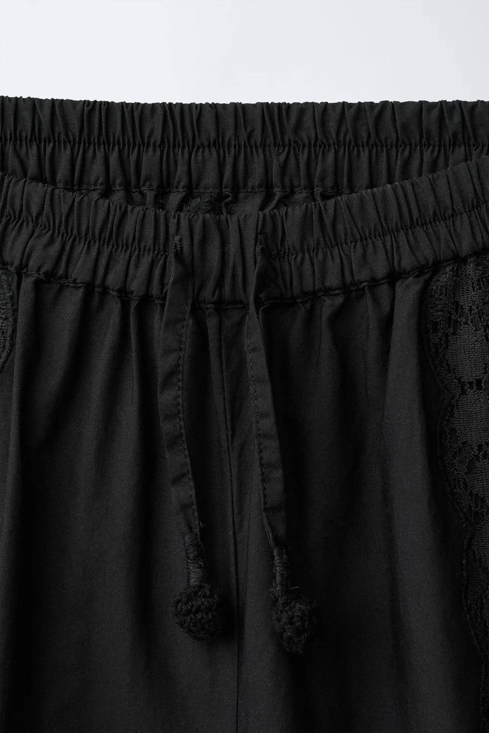 Брюки Саруэль с кружевной вышивкой ZARA, Black — фото 3