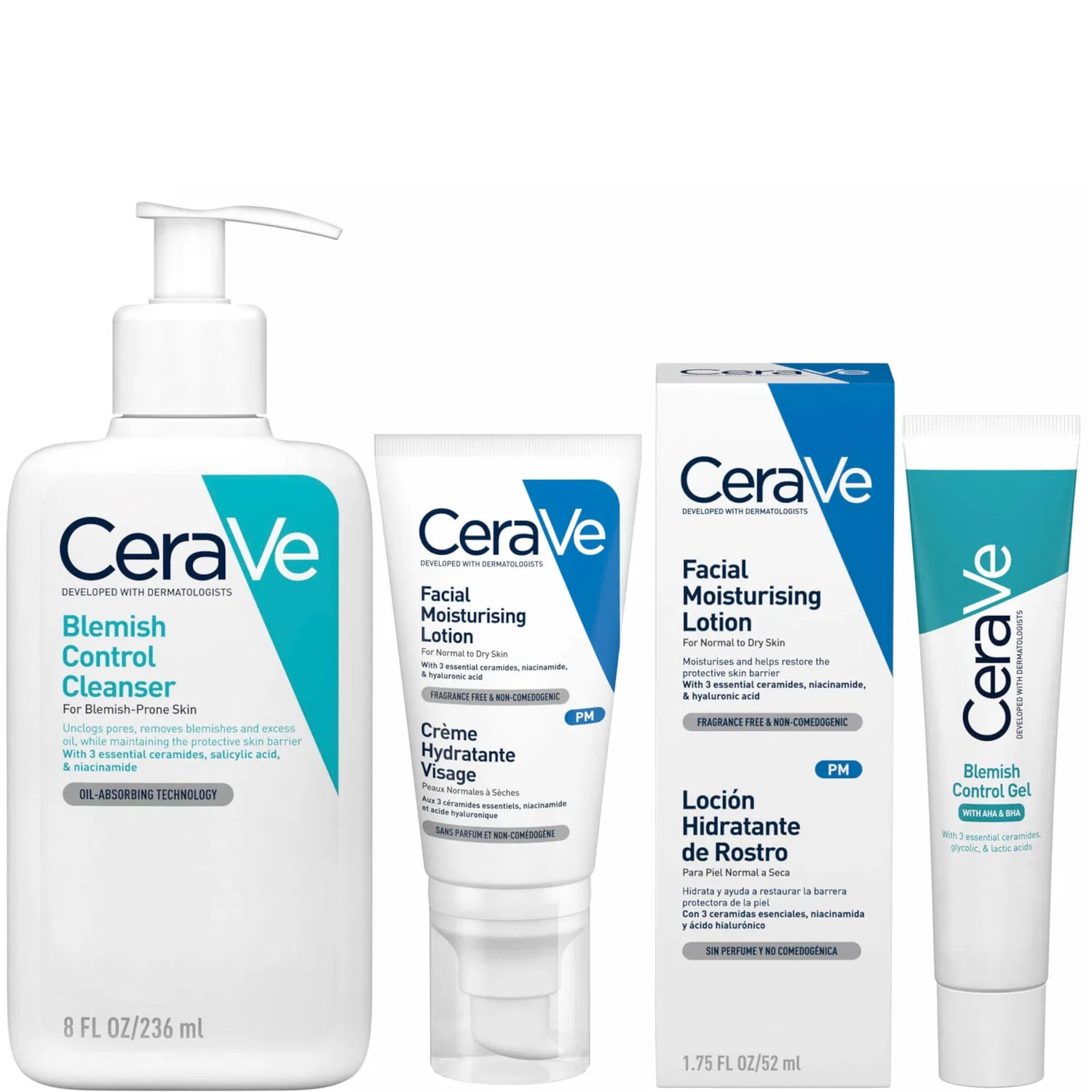Комплект средств по уходу за кожей CeraVe 3-Step Blemish Control and Moisturising Evening Routine