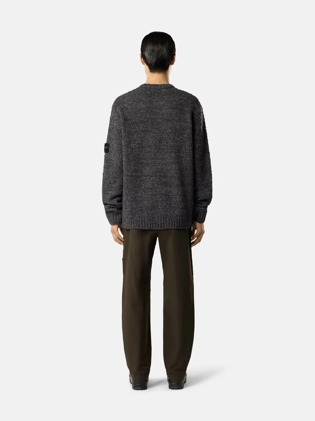 Мужской свитер Stone Island Loose-fit Crewneck With Ribbed Trims, свинцово-серый меланж — фото 3