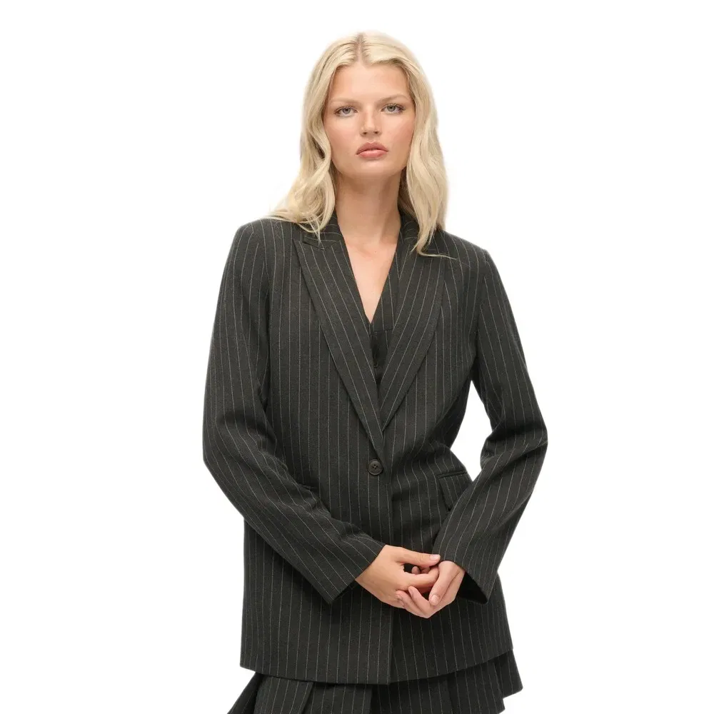 Блейзер Pinstripe Boyfriend Superdry, серый
