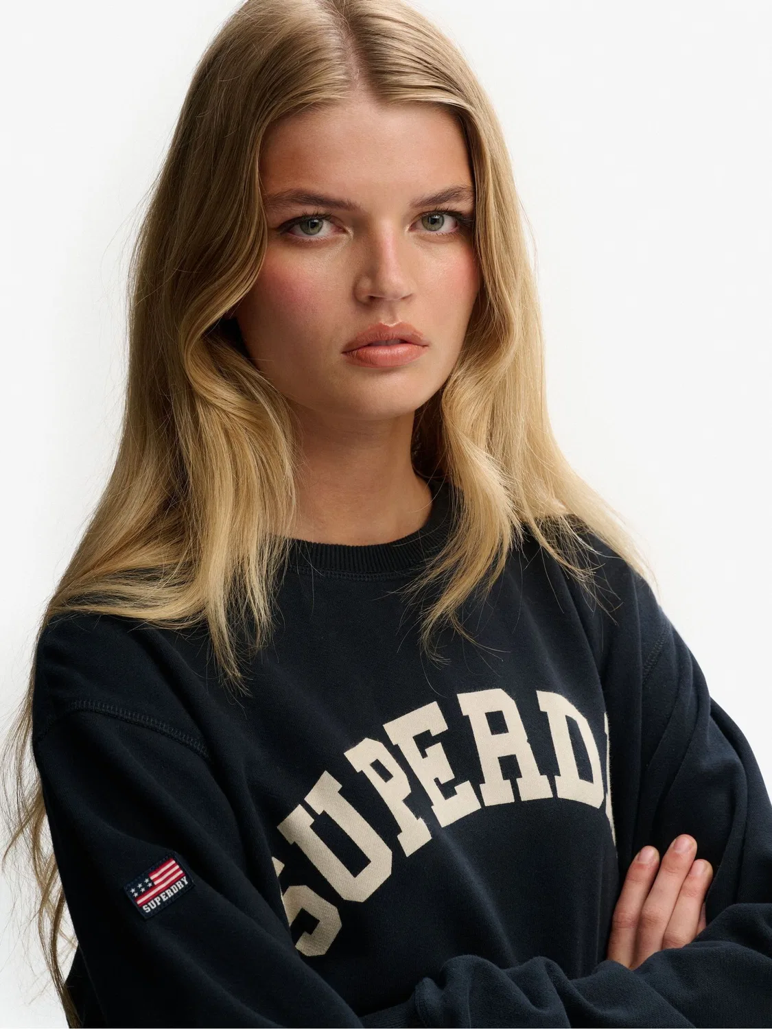 Толстовка Athletic Essentials Relaxed Crew Superdry, синий — фото 4