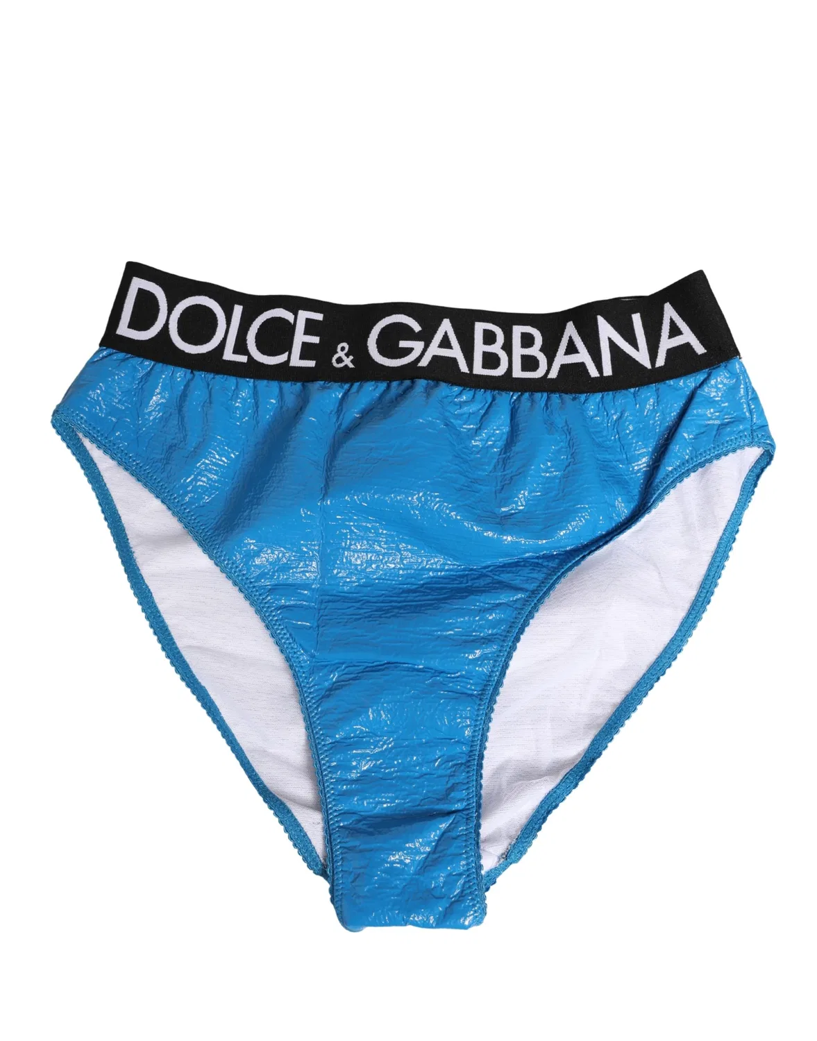 Женские трусы с высокой посадкой и логотипом на поясе Blue Logo Waistband High Waist Brief Dolce & Gabbana, Blue