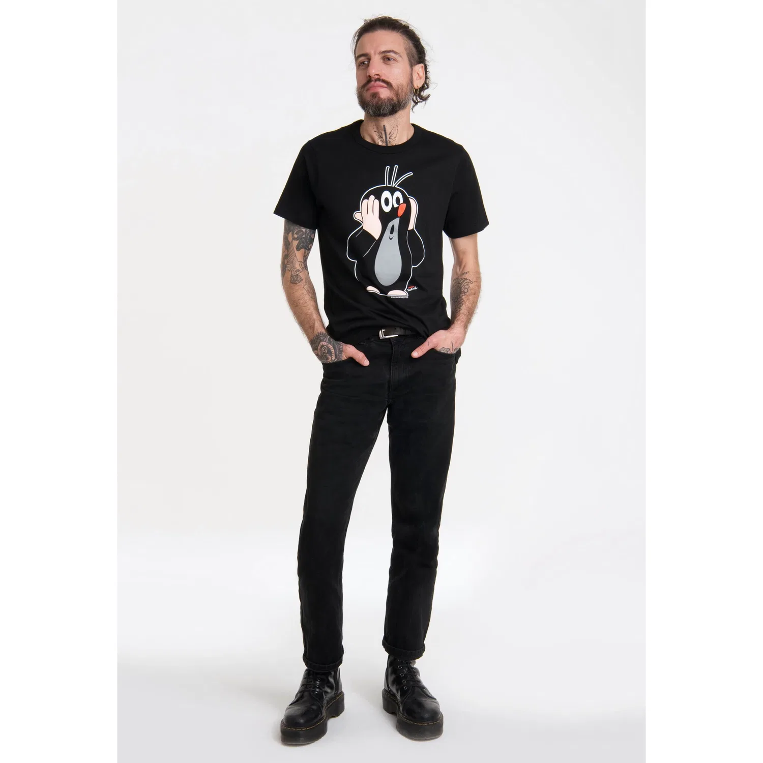 Детская хлопковая футболка с принтом Der kleine Maulwurf LOGOSHIRT, Black — фото 4
