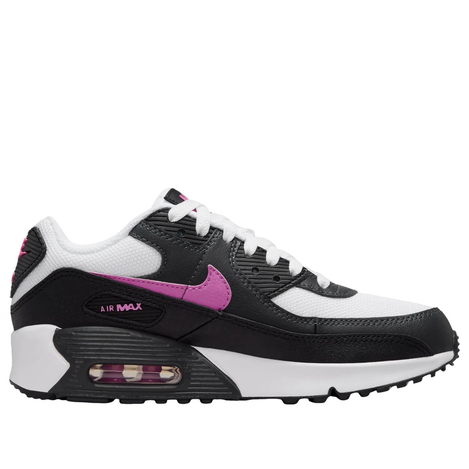 Детские кроссовки с текстильным верхом Air Max 90 'White Black' Nike, White/Black/Anthracite/Playful Pink — фото 2