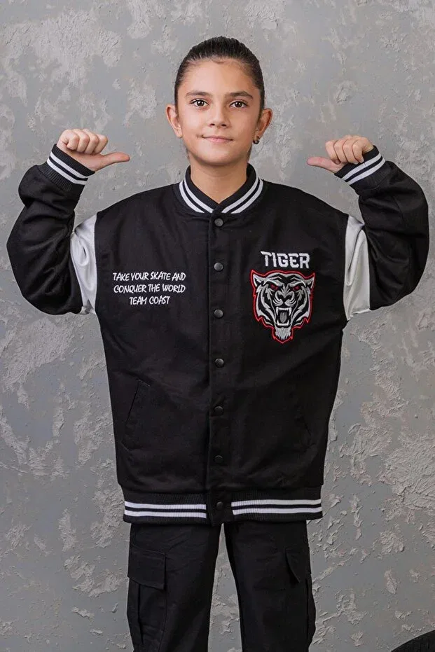 Детская куртка для девочек с принтом Dmb Tiger College Jacket Dmb Kids, Black