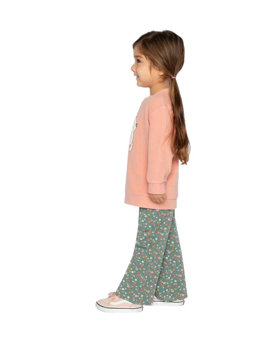 Комплект из туники и леггинсов с цветочным принтом Deux par Deux, Pale Pink And Green Floral Print — фото 2