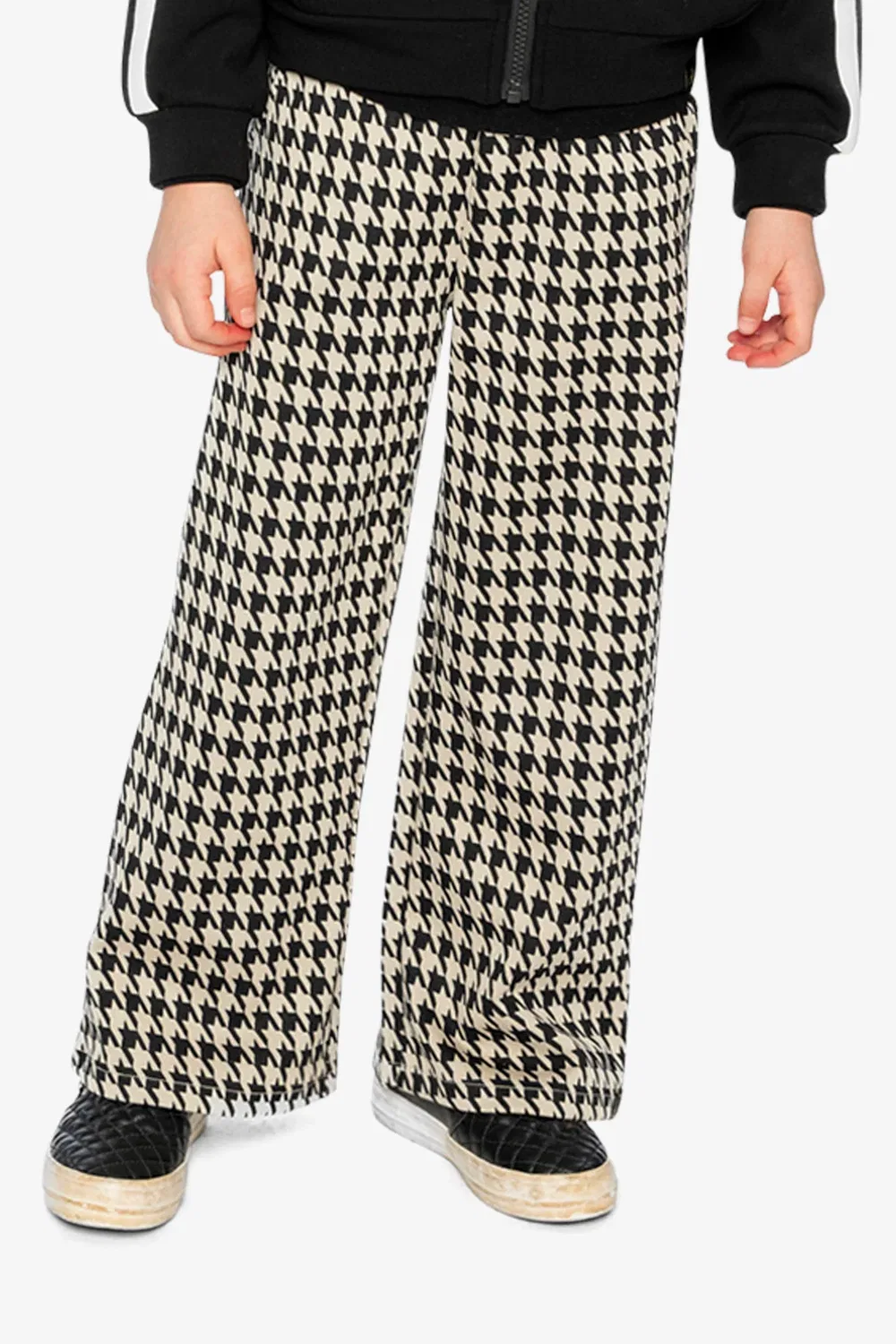 Детские брюки клеш с принтом гусиная лапка Deux par Deux, Black and Beige Houndstooth — фото 3