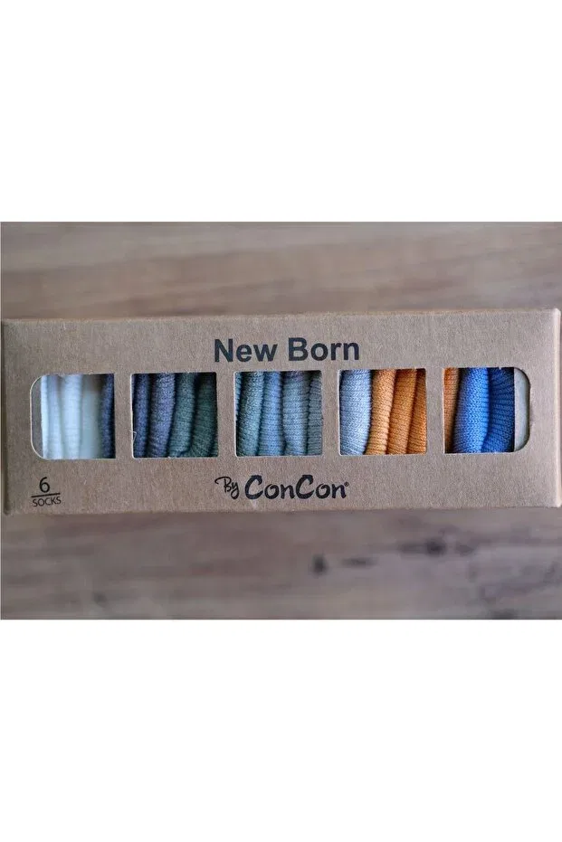 Детские носки для новорожденных хлопковые 6-парный набор Concon, Navy Blue — фото 2