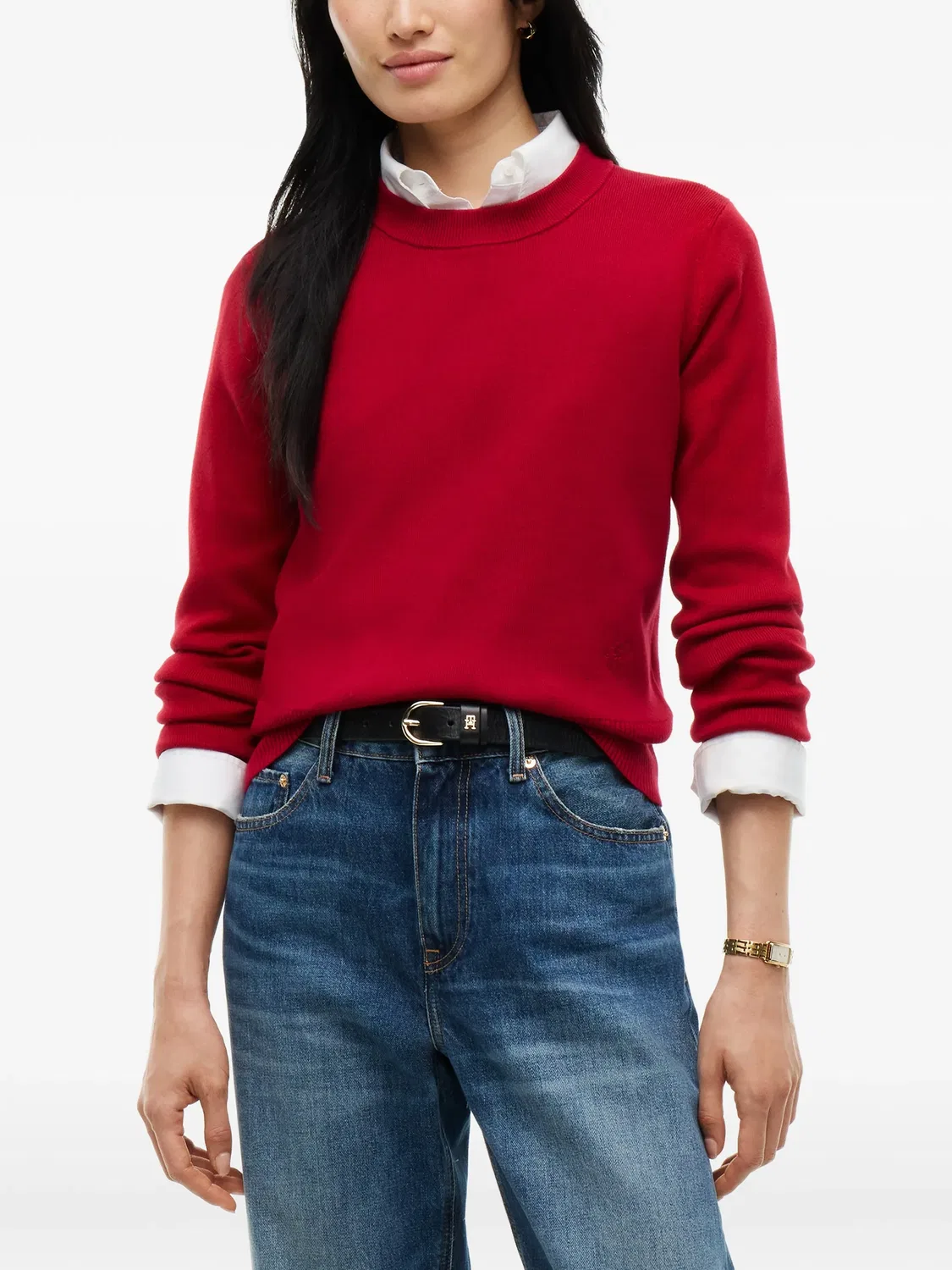 Свитер с вышитым логотипом Tommy Hilfiger, красный — фото 3