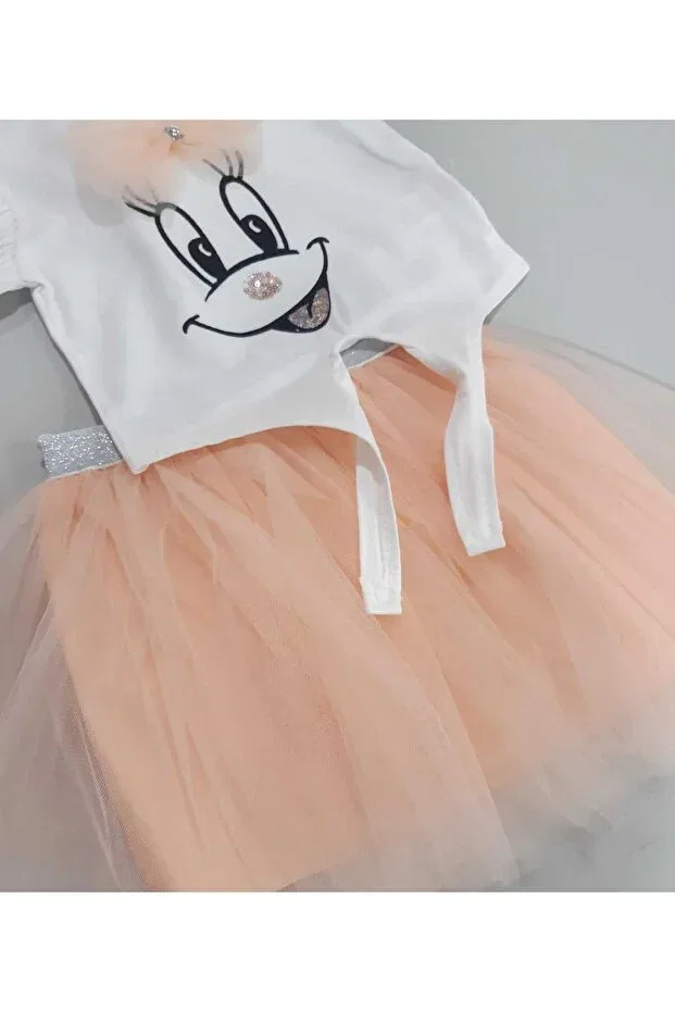 Детский комплект для девочек с принтом Smiling face belt-fastened tutu skirt summer two-piece girls' baby children's set Sönmez Baby, Yavruagzı — фото 3