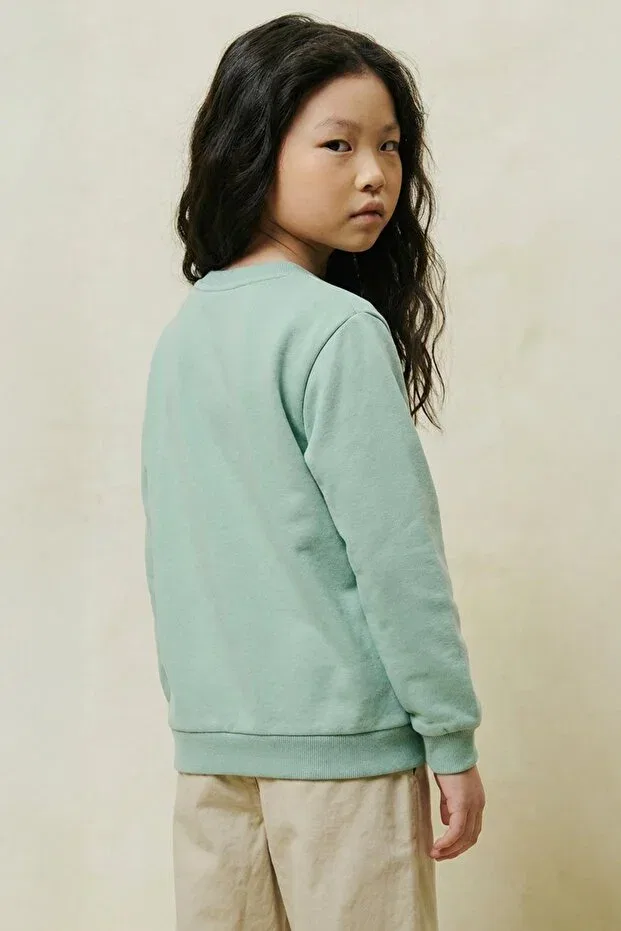 Детский комплект свитшотов с круглым вырезом 2-Piece Basic Crew Neck Sweatshirt Set Perendi, Mint Green-Green — фото 4