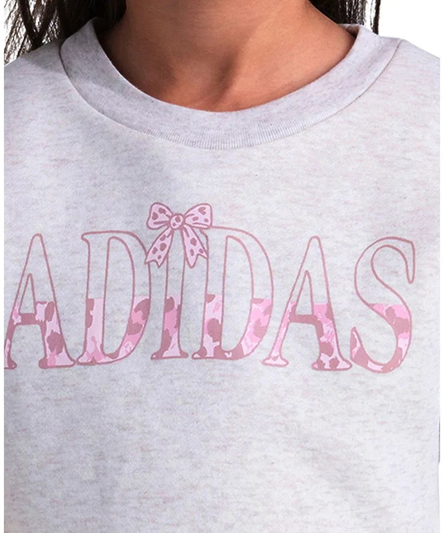 Комплект из свитшота и брюк с пеплумом и широкими штанинами, 2 предмета adidas, Oatmeal Heather — фото 3