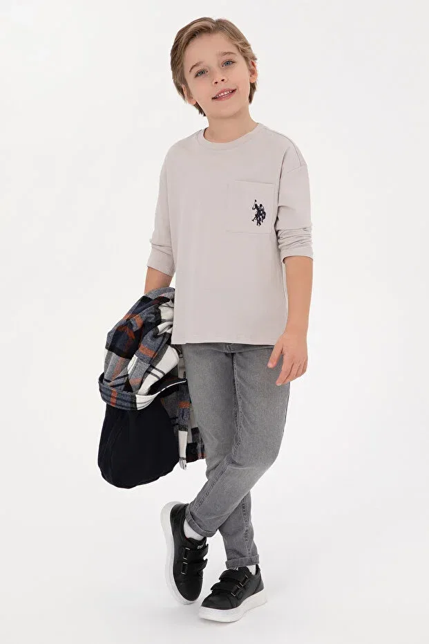 Детское худи для мальчиков с длинным рукавом U.S. Polo Assn., Stone — фото 2