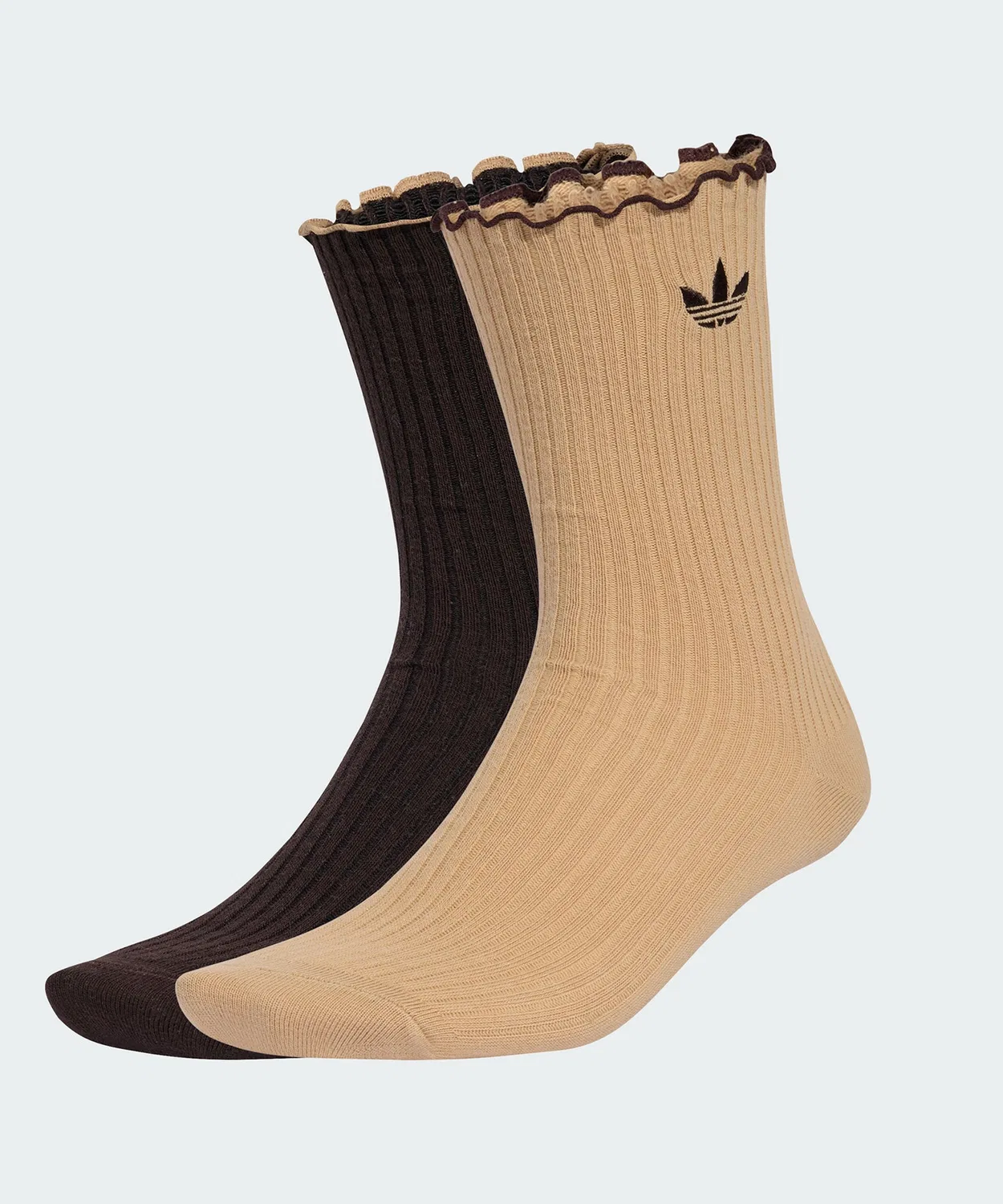 Женские носки с двойным рюшем и логотипом, комплект из 2 пар Adidas, Бежевый