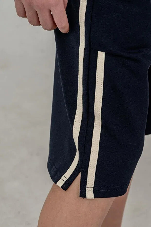 Детские шорты для мальчиков с принтом New york state college printed side stripe Mışıl Kids, Navy Blue — фото 4