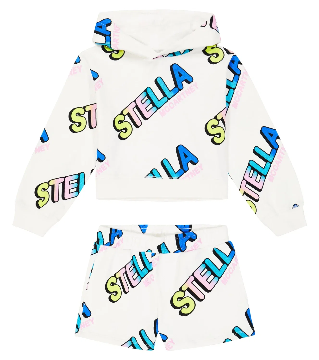 Комплект свитшота с принтом и шорт Stella Mccartney Kids, белый