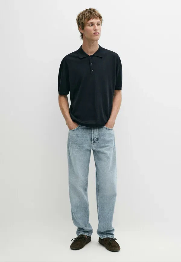 Поло из шерсти и лиоцелла Polo shirt Massimo Dutti, Mottled Dark Blue, темно-синий — фото 2