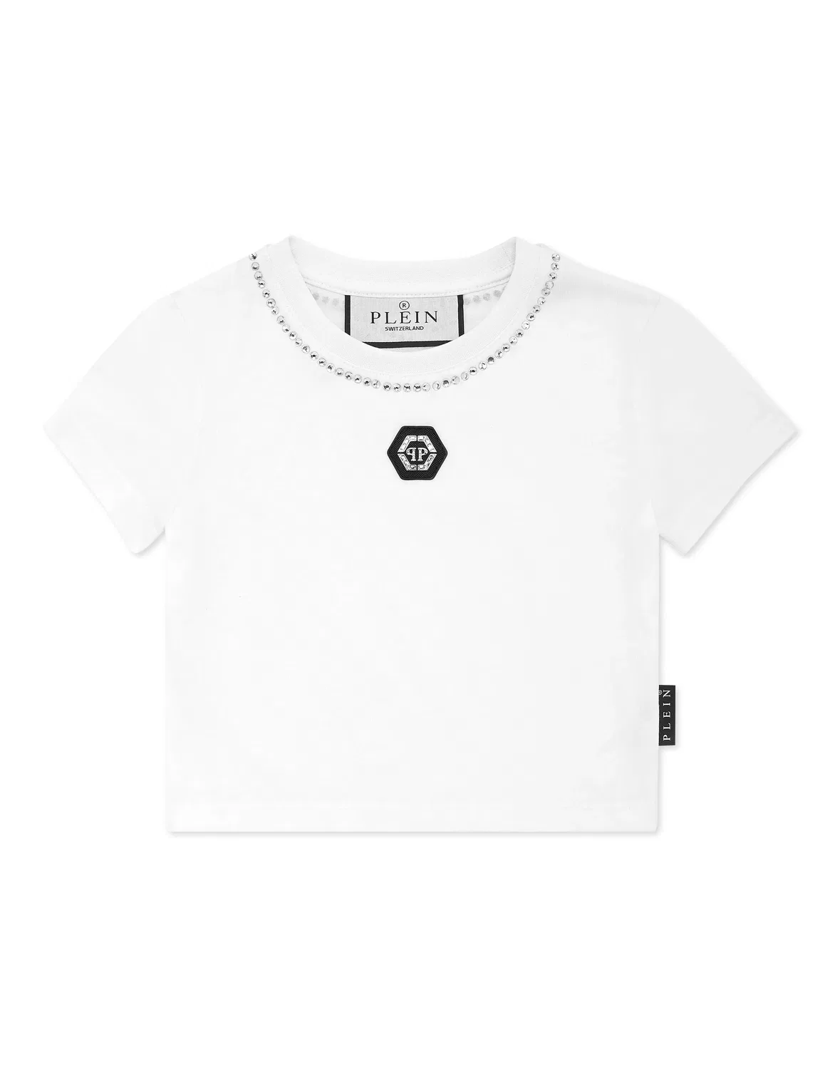 Детская футболка укороченная с кристаллами PHILIPP PLEIN, White