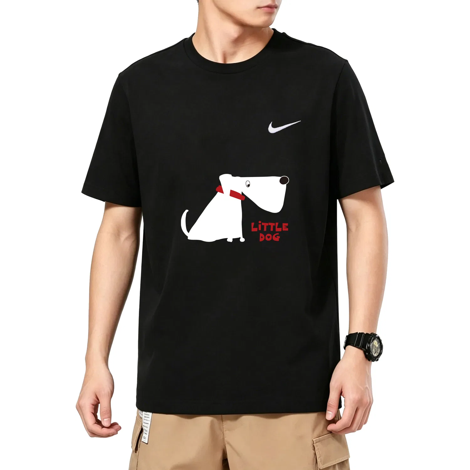 Футболка Nike Sportswear T Shirts Unisex Black Crew Neck Moderate Straight Fit — фото 4