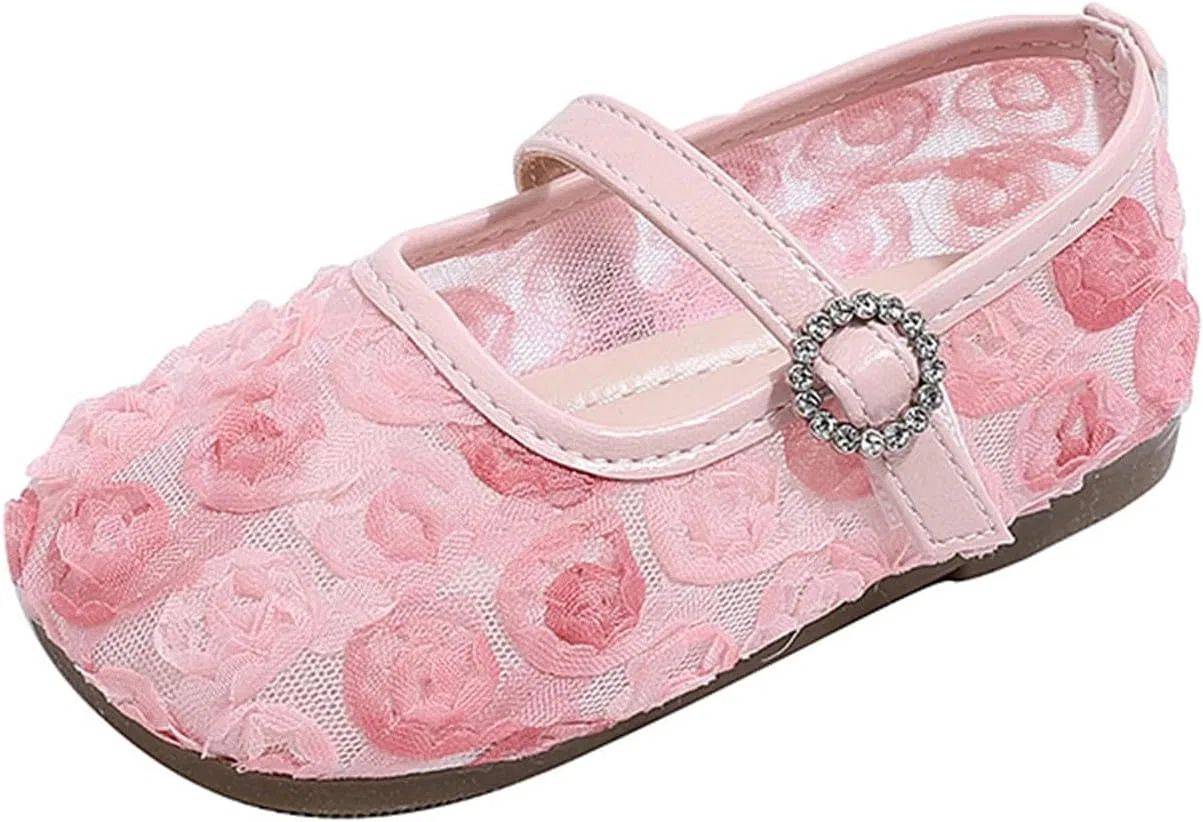 Детские балетки для девочек с кружевом и принтом BJUTIR, Pink