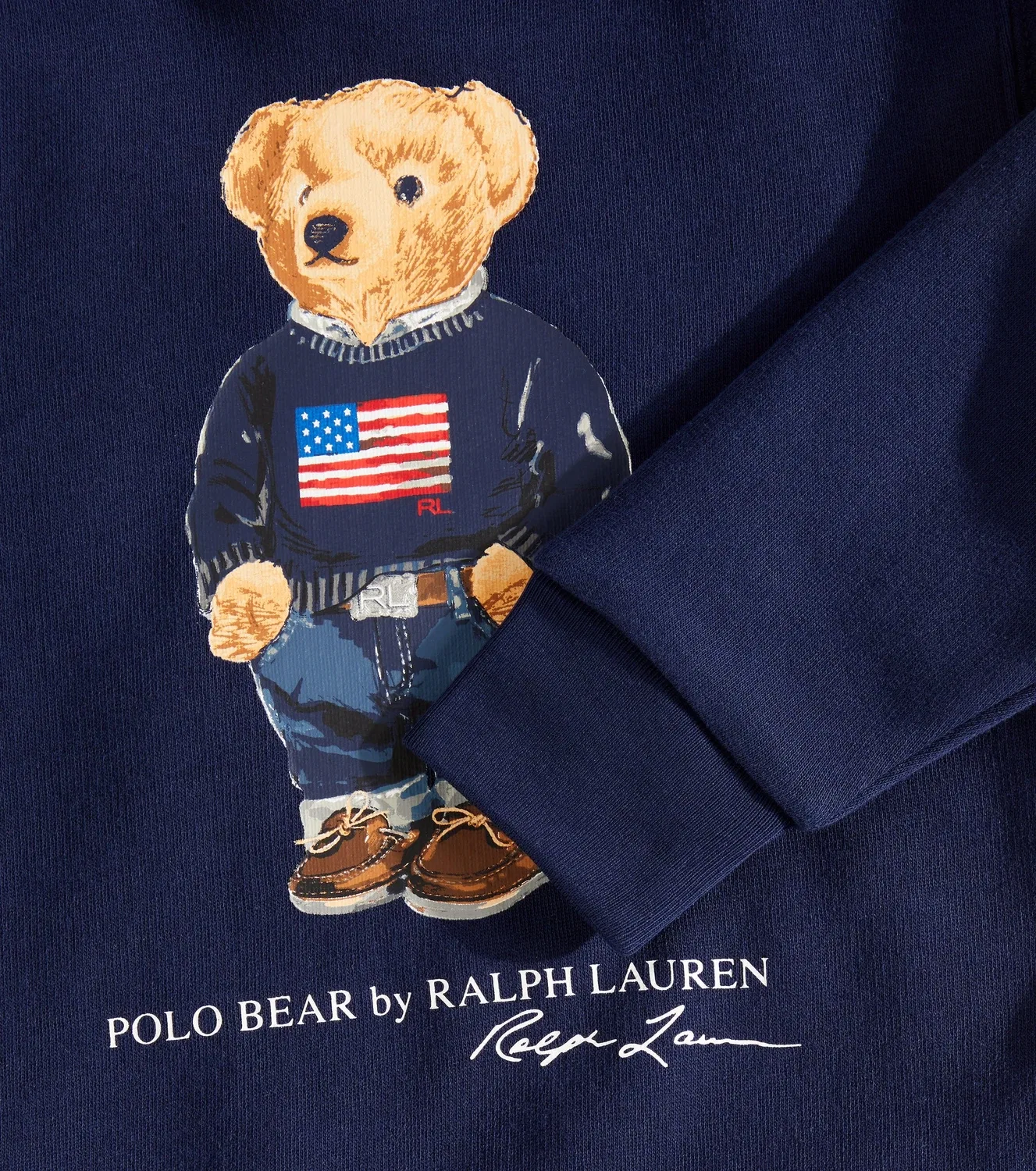 Худи с капюшоном с изображением медведя Polo Ralph Lauren Kids, синий — фото 3