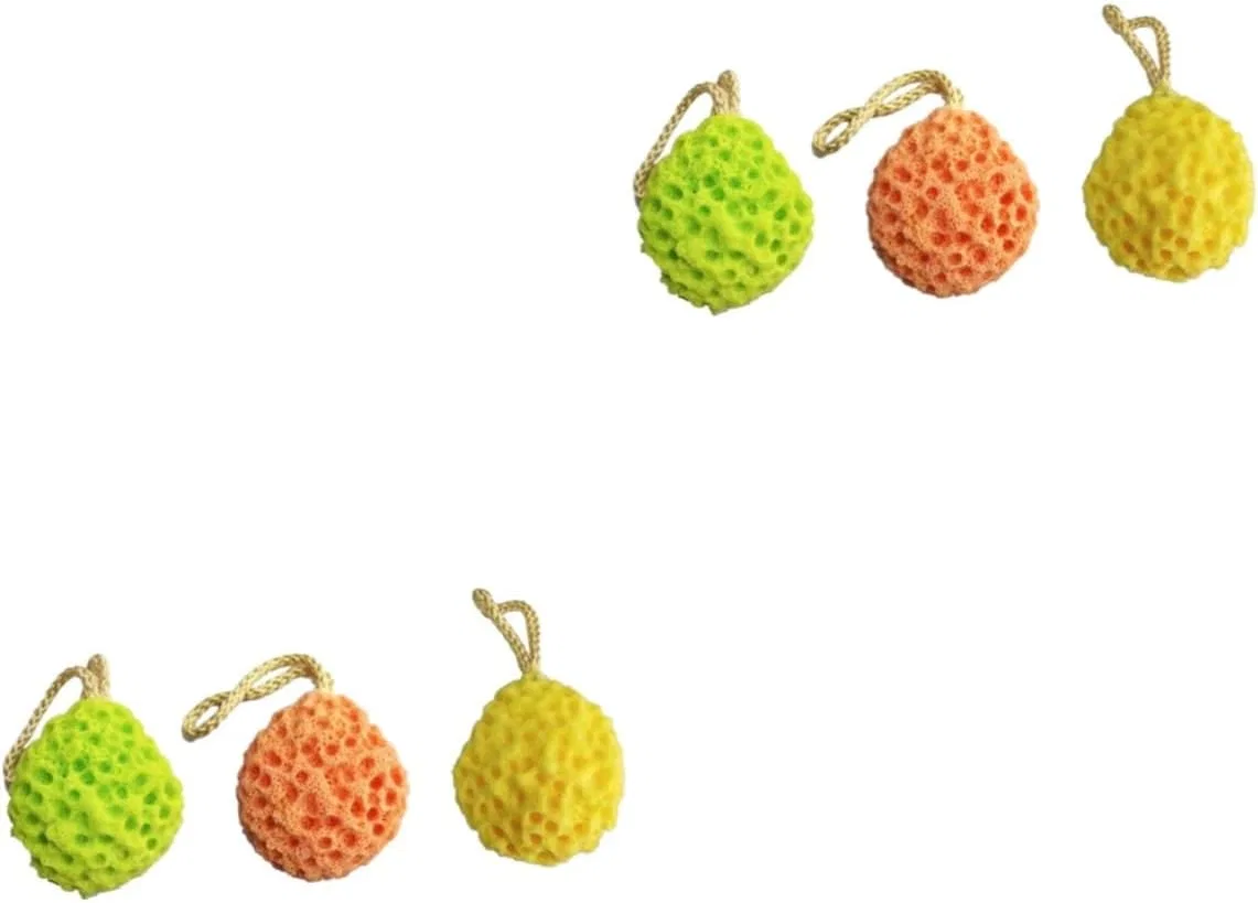 Пилинговые губки для душа, Amosfun, 6 штук, желтый зеленый