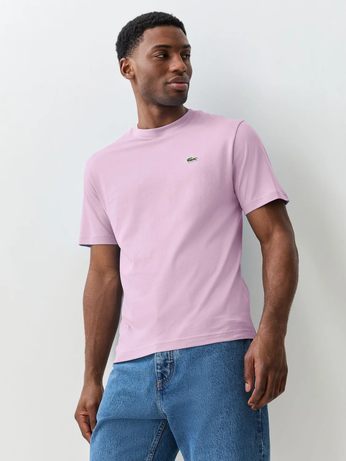 Lacoste Светло-розовая хлопковая футболка свободного кроя из джерси