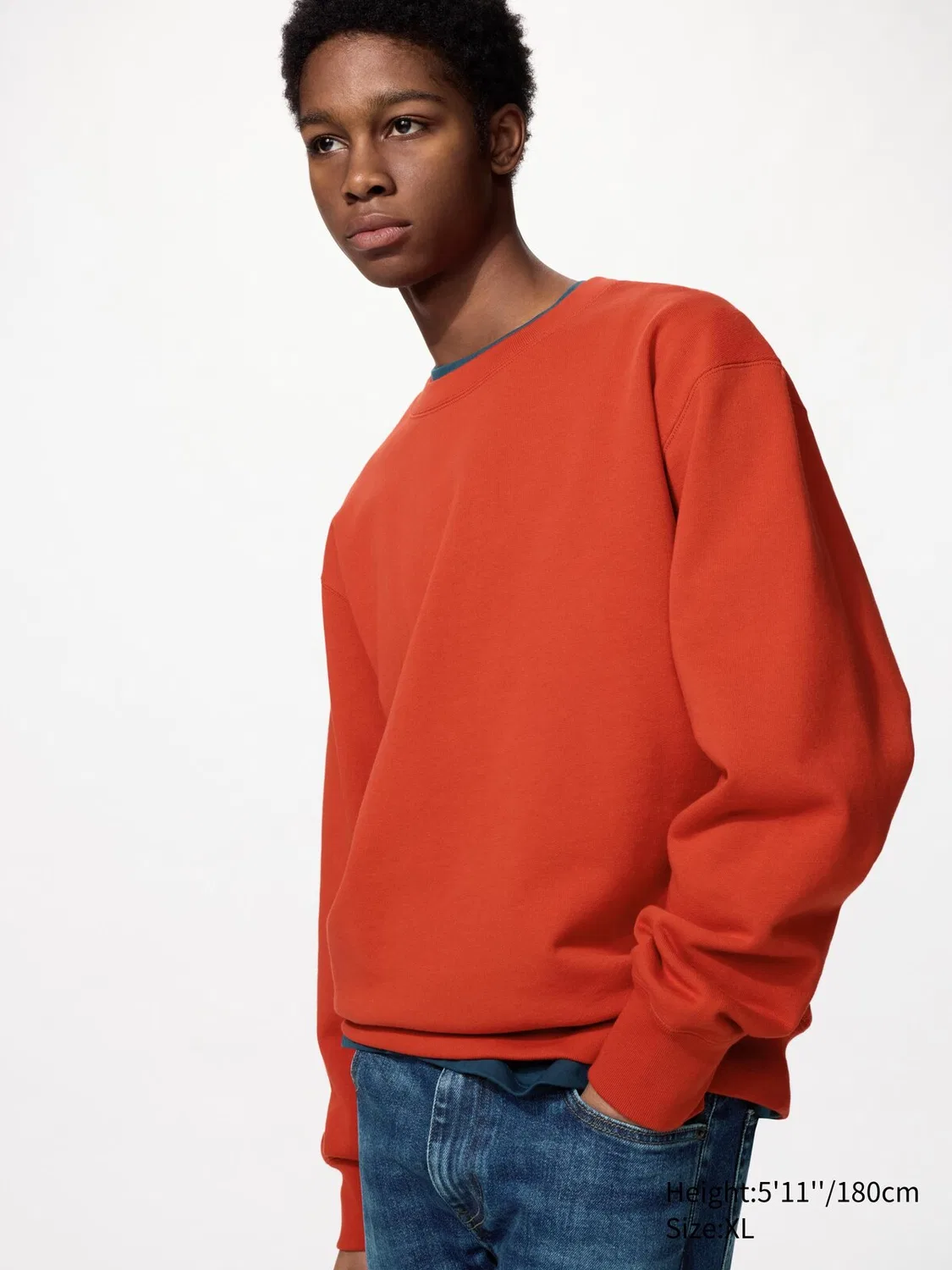 Толстовка Uniqlo, базовый повседневный стиль, темно-оранжевый
