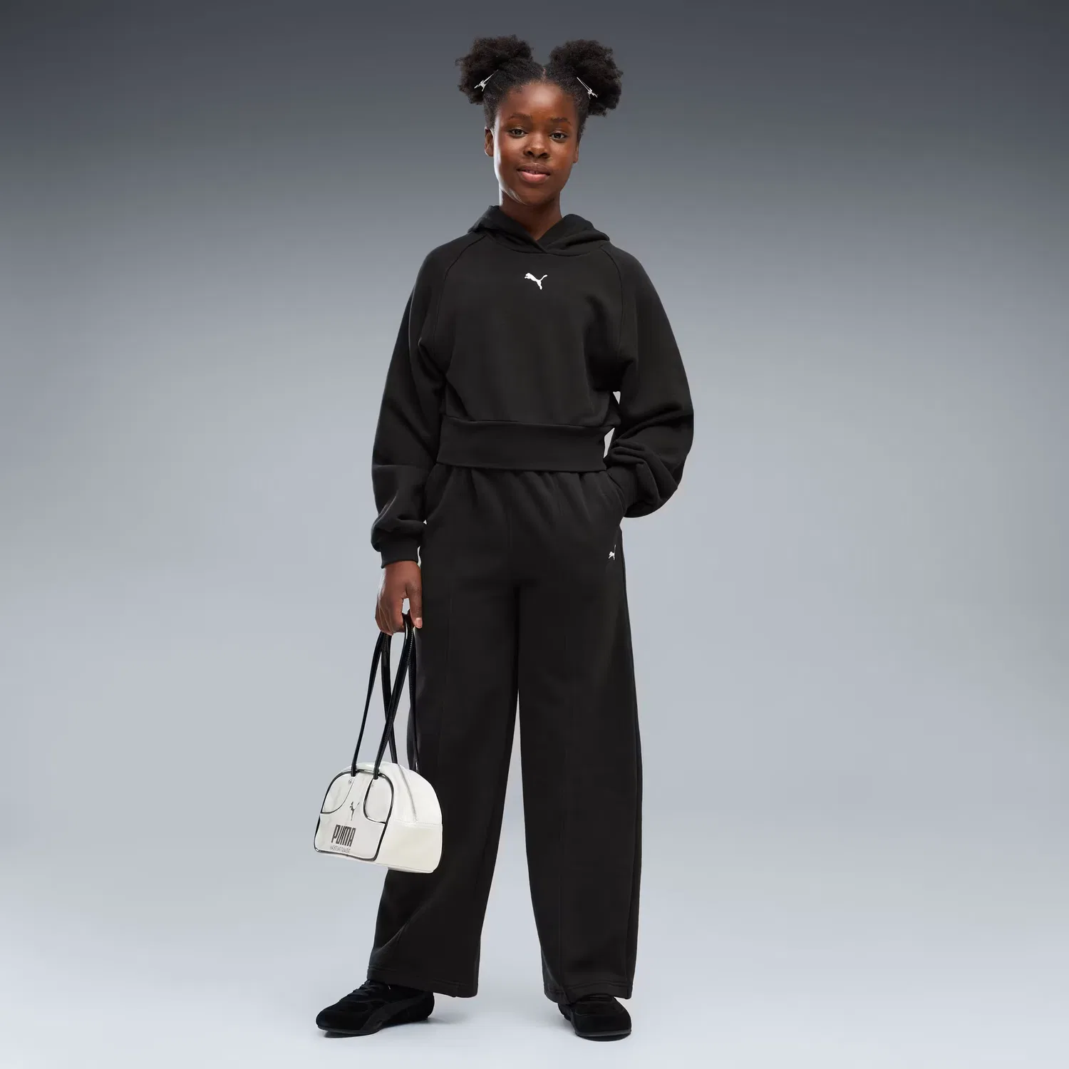 Укороченная толстовка с рукавами-баллонами для детей постарше Puma Essentials, Puma Black — фото 3