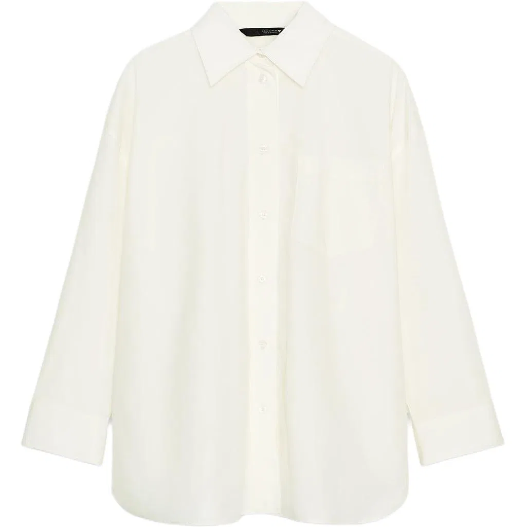 Женская рубашка с лацканами Raw White ZARA, Белый