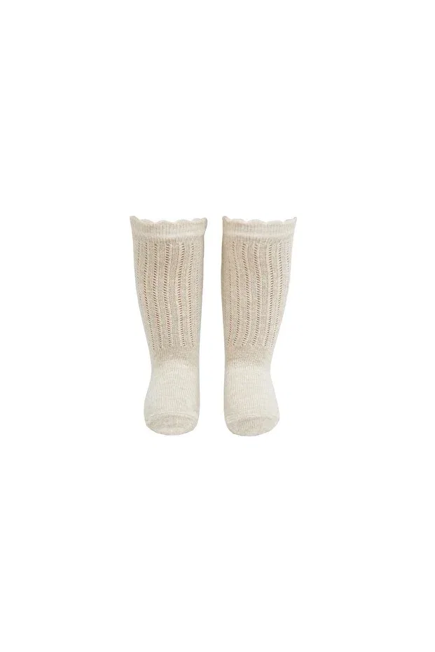 Детские носки для девочек с длинным голенищем Bross, Beige — фото 2