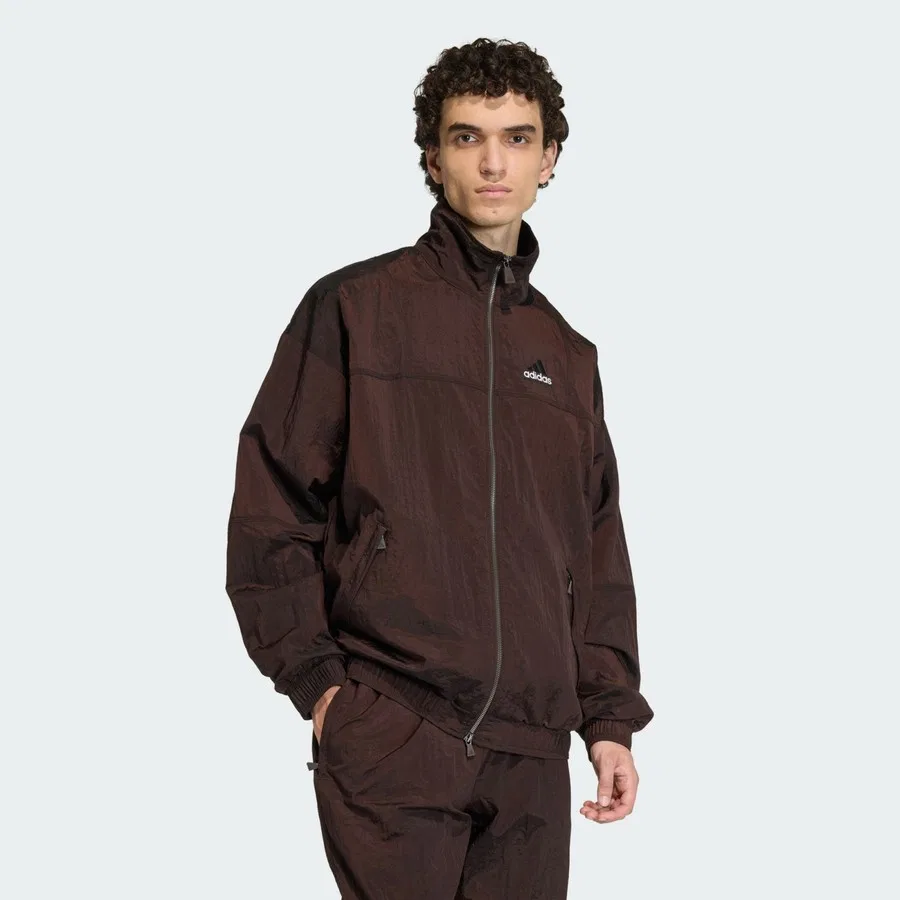 Куртка спортивная с молнией и капюшоном, модель EQT Track Top, adidas, Aurora